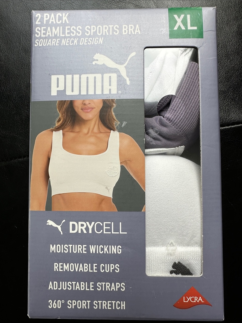 NWT Puma Women’s Seamless Sports Bra 2-Pack White Lavender XL 1832180 Costco